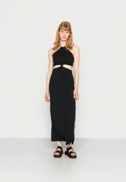 Abercrombie & Fitch HIGH NECK HALTER CUTOUTRESS - Maxi Dress - Black Solid