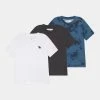 Abercrombie & Fitch PATTERN 3 PACK - Basic T-shirt - Dark Blue/black/white