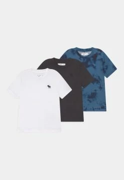 Abercrombie & Fitch PATTERN 3 PACK - Basic T-shirt - Dark Blue/black/white