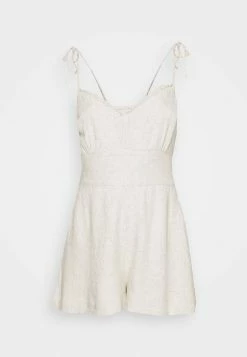 Abercrombie & Fitch MICRORUFFLE BARE ROMPER - Jumpsuit - Off-white -Abercrombie & Fitch Shop 78e55df29f3b4bef95b13557e341393d