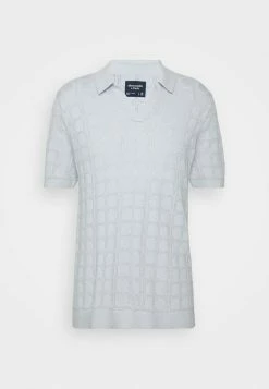 Abercrombie & Fitch TEXTURAL SWOLO - Polo Shirt - Light Blue