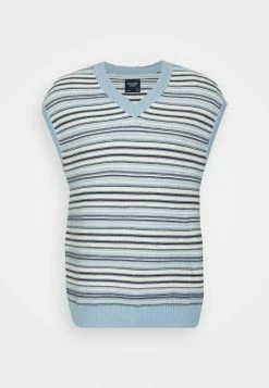 Abercrombie & Fitch V NECK UNISEX - Jumper - Blue Stripe