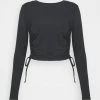 Abercrombie & Fitch LUXE STRETCH CINCH CHASE - Long Sleeved Top - Black