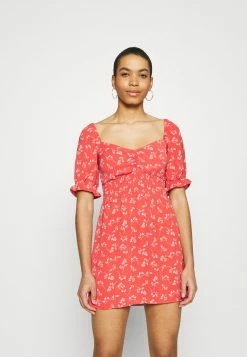 Abercrombie & Fitch SMOCKED WAIST PAMI SHORT DRESS - Day Dress - Red