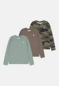 Abercrombie & Fitch ZALANDO BASIC MALE 3 PACK - Long Sleeved Top - Anthracite/winetasting/majcilia Blue