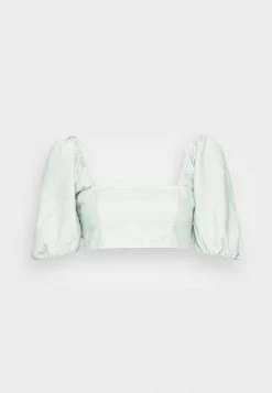 Abercrombie & Fitch TIE FRONT PUFF - Blouse - Puritan Gray -Abercrombie & Fitch Shop 7ebcf53ef9f3468cb3bb6fb3e779dabd