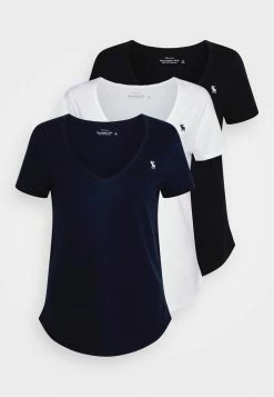 Abercrombie & Fitch ICON 3 PACK - Basic T-shirt - Navy/white/black -Abercrombie & Fitch Shop 7fd293ba97344b0cb06828db768e6463
