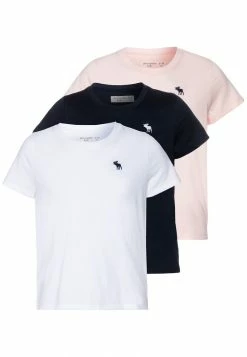 Abercrombie & Fitch CORE CREW 3 PACK - Basic T-shirt - Navy/pink/white