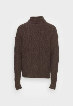 Abercrombie & Fitch SOFTAF ARAN CABLE TURTLENECK - Jumper - Chocolate Brown -Abercrombie & Fitch Shop 8838dc916e2a40629d3143c446a3ae26