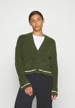 Abercrombie & Fitch FLUFFY TIPPED CARDI - Cardigan - Thyme