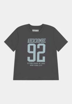 Abercrombie & Fitch BACK SCRUNCHIE TEE - Print T-shirt - Charcoal Gray