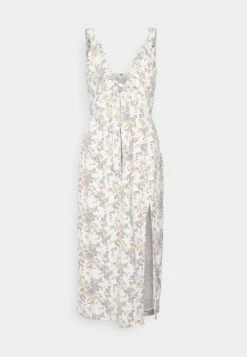 Abercrombie & Fitch CINCH NECK SLIP MIDI - Cocktail Dress / Party Dress - Offwhite/brown -Abercrombie & Fitch Shop 8c20ca1c432545cea0a3478ea4c0ef6d