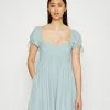Abercrombie & Fitch PUFF TIE SLEEVE BABYDOLL MINI - Day Dress - Blue