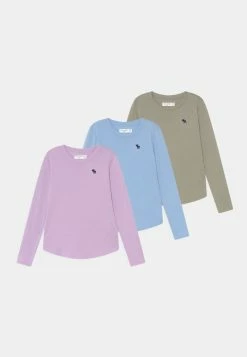 Abercrombie & Fitch CURVE 3 PACK - Long Sleeved Top - Anthracite/blush/grayed Jade