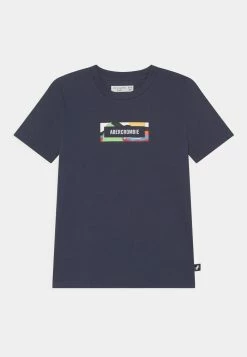Abercrombie & Fitch TRAPPED LOGO - Print T-shirt - Navy