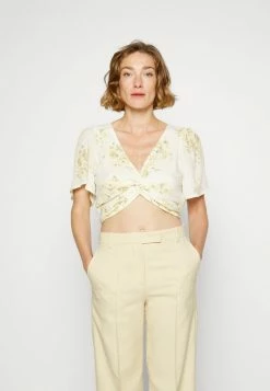 Abercrombie & Fitch KNOT FRONT FLUTTER - Print T-shirt - White