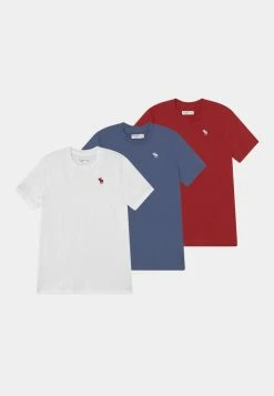 Abercrombie & Fitch CREW 3 PACK - Basic T-shirt - Red/blue/white