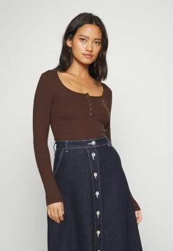 Abercrombie & Fitch ICON HENLEY - Long Sleeved Top - Puce