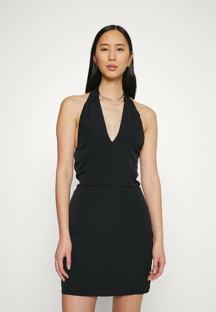 Abercrombie & Fitch PARTY BARE KNOT FRONT SLIP MINI - Shift Dress - Black 1 Abercrombie & Fitch PARTY BARE KNOT FRONT SLIP MINI - Shift Dress - Black