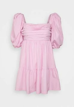 Abercrombie & Fitch STRAIGHT NECK PUFF MINI - Day Dress - Pink