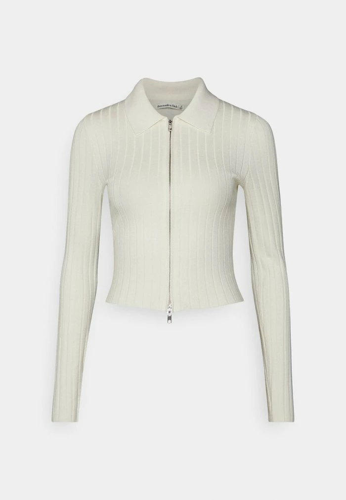 Abercrombie & Fitch CHASE ZIP SHORT CARDI - Cardigan - Cream 4 Abercrombie & Fitch CHASE ZIP SHORT CARDI - Cardigan - Cream - Image 4