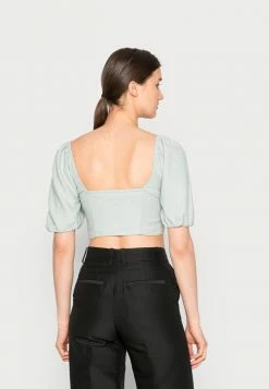 Abercrombie & Fitch TIE FRONT PUFF - Blouse - Puritan Gray -Abercrombie & Fitch Shop 9de4acf1550347c4b102407876be1434