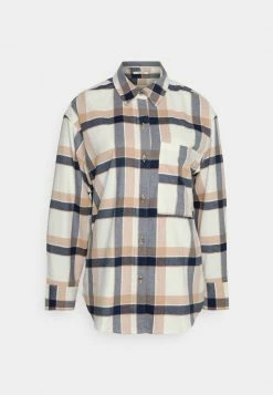 Abercrombie & Fitch LAYER PLAID - Blouse - White Blue -Abercrombie & Fitch Shop 9ee6b549f8a440c19a2c44f1b24ebd9a