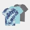 Abercrombie & Fitch CORE CREW TIE FRONT ESSENTIAL 3 PACK - Print T-shirt - Blue/heather Grey