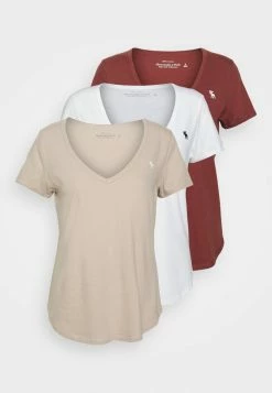 Abercrombie & Fitch VNECK MULTIPACK 3 PACK - Basic T-shirt - White/tan/hot Chocolate -Abercrombie & Fitch Shop a65142c6c0aa4329a44b83d9b98dbf50
