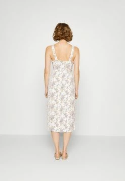 Abercrombie & Fitch CINCH NECK SLIP MIDI - Cocktail Dress / Party Dress - Offwhite/brown -Abercrombie & Fitch Shop a7c7a04fd8c44fd0bcaf1962e2ed5844