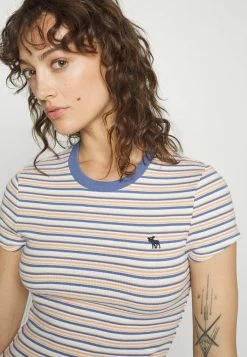 Abercrombie & Fitch ICON BABY CREW TEE FALL - Print T-shirt - White/blue -Abercrombie & Fitch Shop a8bc90f478fa4cb59e2210e5a1568b81