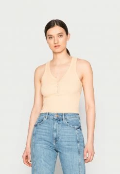 Abercrombie & Fitch SEAMLESS HENLEY TANK - Top - Yellow