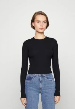 Abercrombie & Fitch ESSENTIAL CREW - Long Sleeved Top - Black Beauty