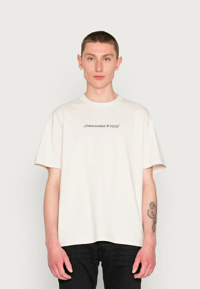 Abercrombie & Fitch BACK GEL LOGO - Print T-shirt - Tan 1 Abercrombie & Fitch BACK GEL LOGO - Print T-shirt - Tan