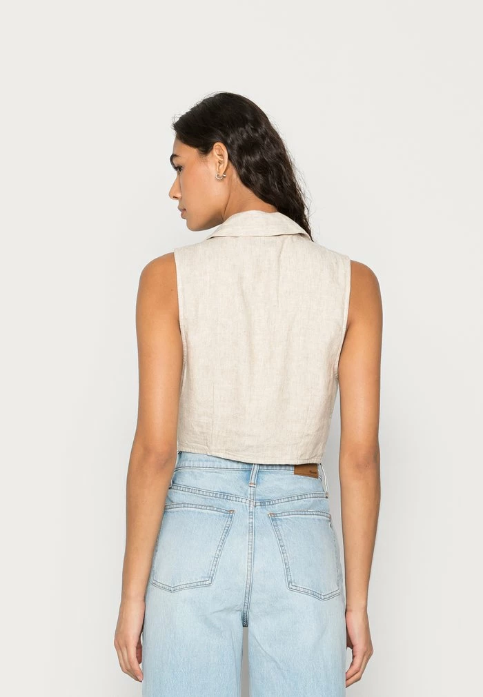 Abercrombie & Fitch BARE TIE FRONT - Top - Flax 3 Abercrombie & Fitch BARE TIE FRONT - Top - Flax - Image 3