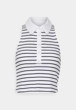 Abercrombie & Fitch STRIPE TANK - Polo Shirt - White/navy