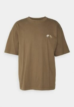 Abercrombie & Fitch EXCLUSIVE QIXI TEE UNISEX - Basic T-shirt - Khaki -Abercrombie & Fitch Shop b4555c32947245ac8b508e64756f249e