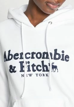 Abercrombie & Fitch HERITAGE LOGO POPOVER - Sweatshirt - White -Abercrombie & Fitch Shop b548338cb0fb438dbf07c42c7da58681