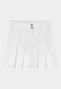 Abercrombie & Fitch PLEATED SKIRT - Mini Skirt - White Denim