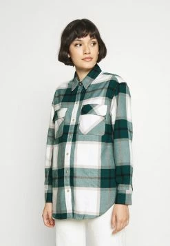 Abercrombie & Fitch LAYER OVERSHIRT - Button-down Blouse - Black Plaid