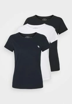 Abercrombie & Fitch CREW 3 PACK - Basic T-shirt - Black/ White/ Navy