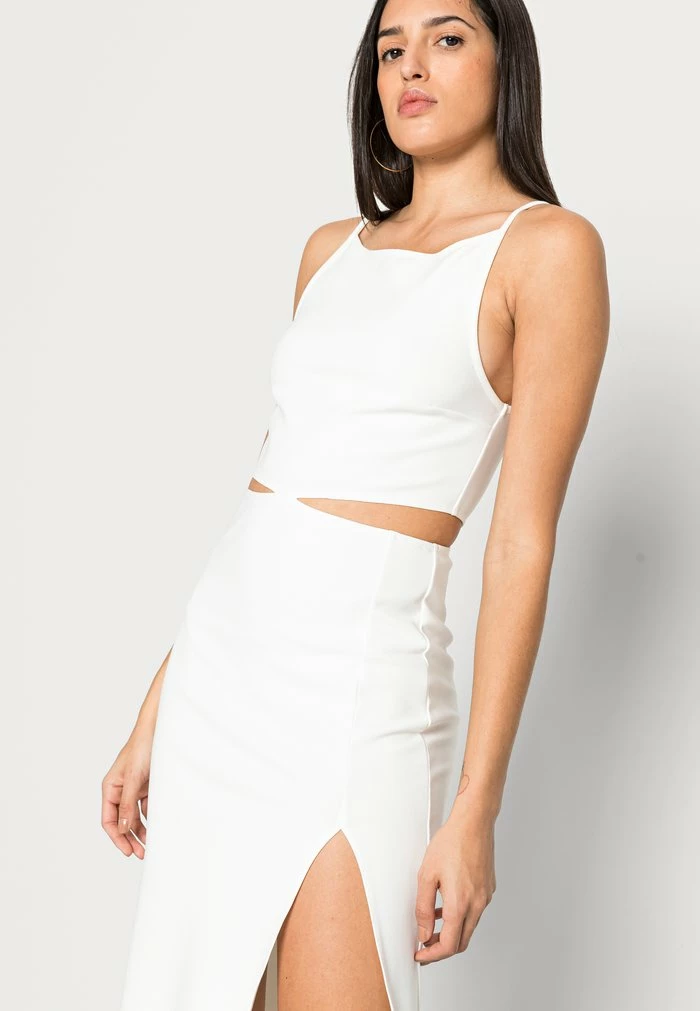 Abercrombie & Fitch BARE SIDE CUTOUT - Shift Dress - White Solid 5 Abercrombie & Fitch BARE SIDE CUTOUT - Shift Dress - White Solid - Image 5