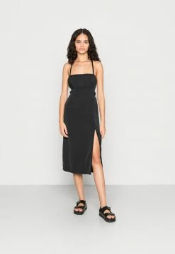Abercrombie & Fitch RUCHED MIDI DRESS - Cocktail Dress / Party Dress - Black Beauty