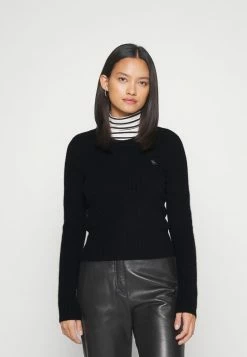 Abercrombie & Fitch SLIM CREW - Jumper - Black Beauty
