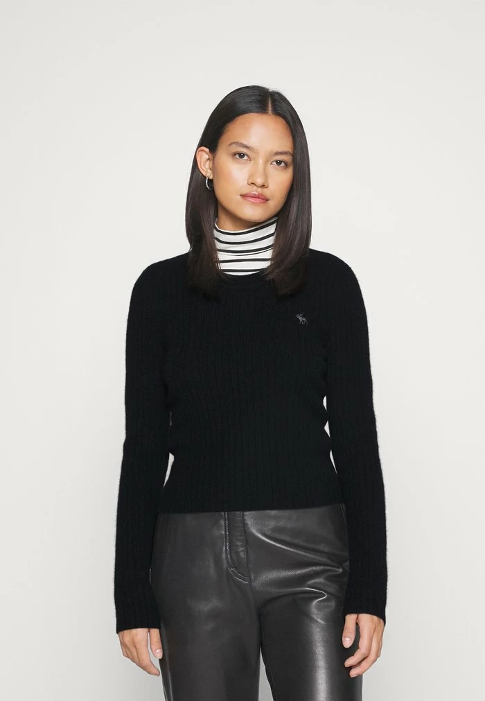 Abercrombie & Fitch SLIM CREW - Jumper - Black Beauty 1 Abercrombie & Fitch SLIM CREW - Jumper - Black Beauty