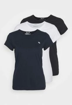 Abercrombie & Fitch CREW 3 PACK - Basic T-shirt - Black/white/navy