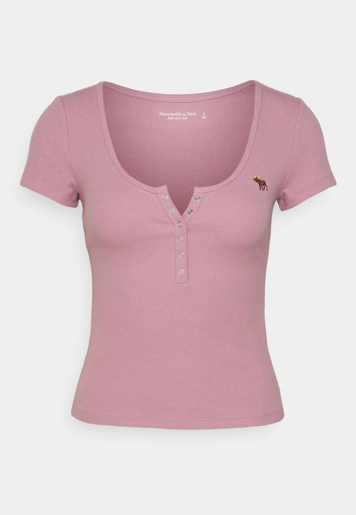 Abercrombie & Fitch ICON HENLEY FALL - Print T-shirt - Orchid Haze 4 Abercrombie & Fitch ICON HENLEY FALL - Print T-shirt - Orchid Haze - Image 4