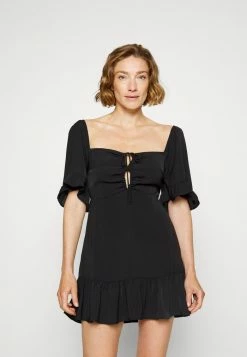 Abercrombie & Fitch DOUBLE KEYHOLE DRESS - Day Dress - Black Solid