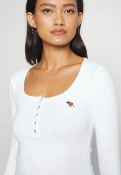 Abercrombie & Fitch ICON HENLEY - Long Sleeved Top - Brilliant White -Abercrombie & Fitch Shop c30b003181c748e392f90fabde01d7d4