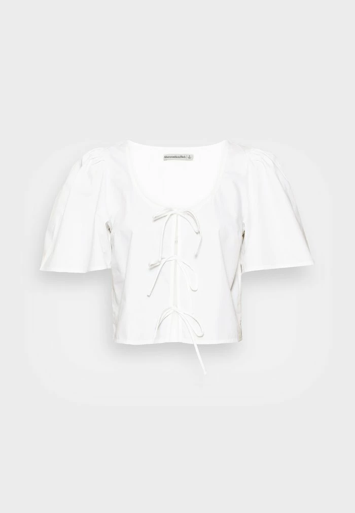 Abercrombie & Fitch EASY TIE FRONT POPLINFASHION - Print T-shirt - White 4 Abercrombie & Fitch EASY TIE FRONT POPLINFASHION - Print T-shirt - White - Image 4